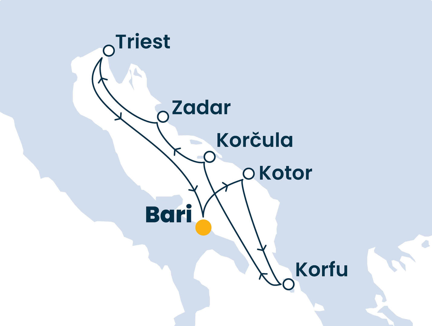 Reiseroute ab Bari Rock`n`Roll Cruise 2027