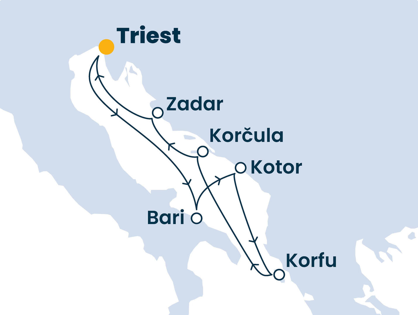 Reiseroute ab Triest Rock`n`Roll Cruise 2027